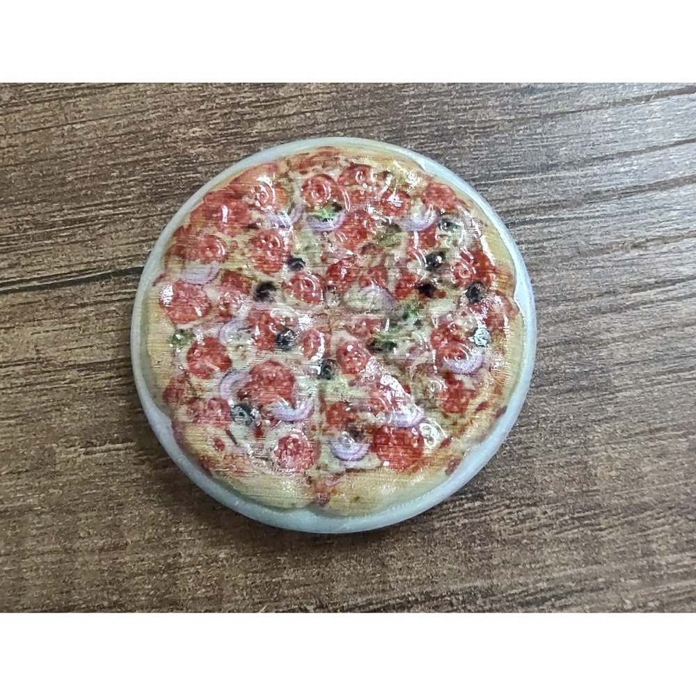 Dollhouse Miniature doll food Pizza mushrooms Pepperoni Red Onion Z26